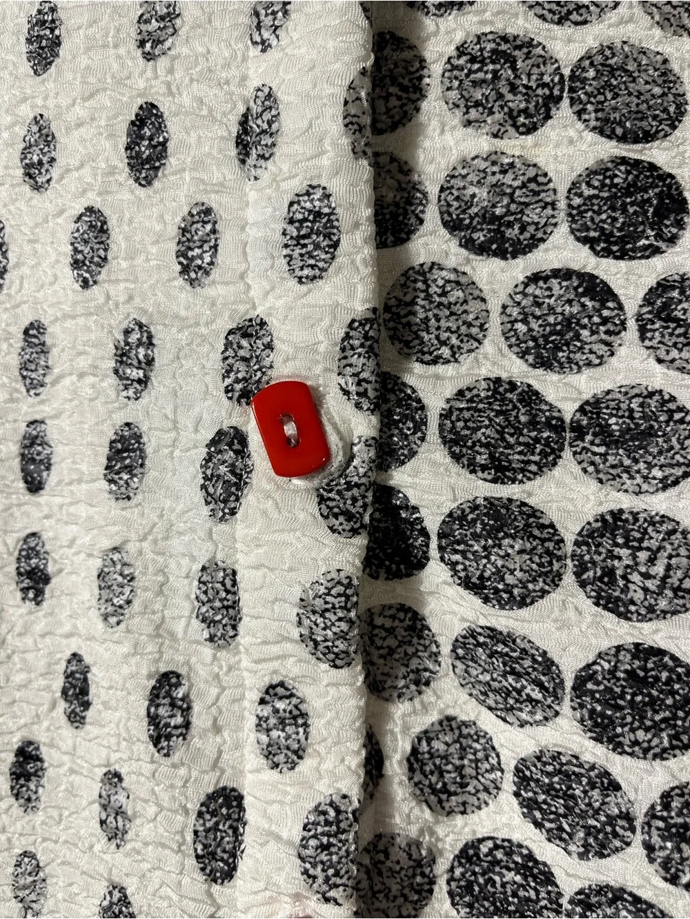 Women’s White & Black Dot Pattern Button-Front Blazer Jacket with Zipper back - Picture 5 of 6